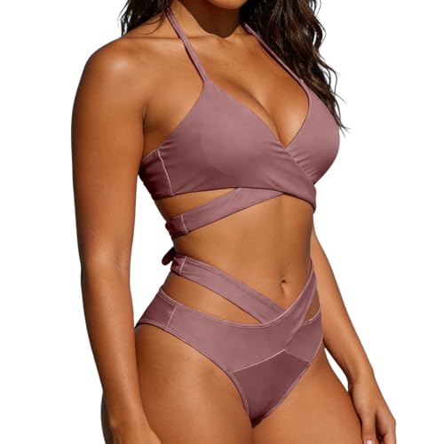 Maillot de bain cache-cœur deux pièces et bikini taille haute sculptant