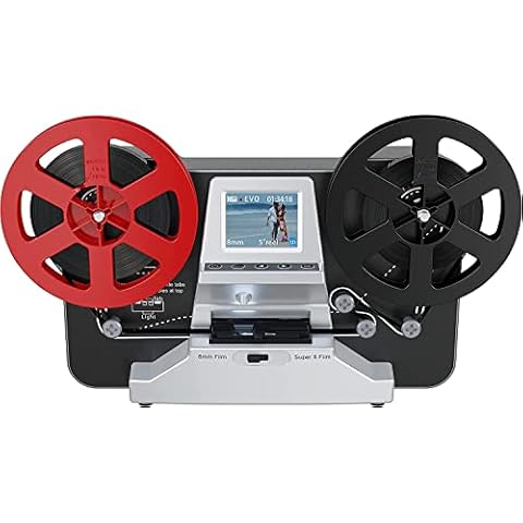 8mm & Super 8 Films Digitizer Converter, Film Scanner Converts Film Frame by Frame to Digital MP4 Files,with Vibrant 2.4" Screen, Viewing, Sharing & Saving on SD Card(Included) for 3” and 5” Reels Cover