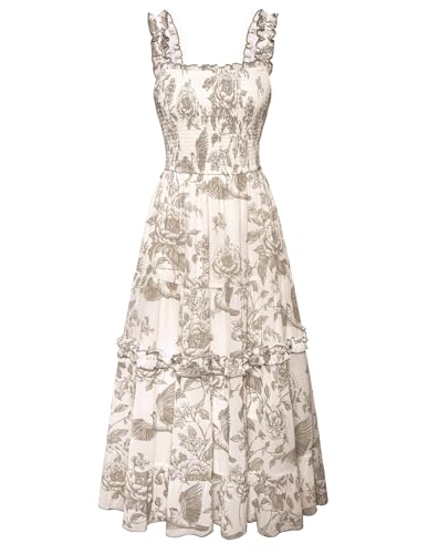 Image of Scarlet Darkness Floral Dress for Women 2026 Flowy Sundress Smocked Cottagecore Dresses