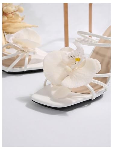 Image of MakeMeChic Women's Open Toe Floral Kitten Heels Flower Summer Beach Sandals