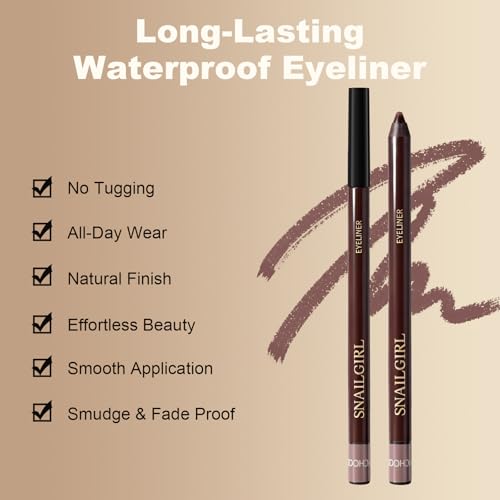Image of Stone Brown Gel Eyeliner Pencil, Waterproof Smudge-proof Long Lasting Stone Brown Eye Liner, High-Pigmented Smooth Creamy Formula for Mature Women, Eyes Makeup Pen with Sharpener