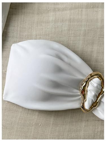 SOLY HUX Women's Bandeau Bikini Top Ruched Strapless Tie Back Swimsuit Bathing Suit Tops3