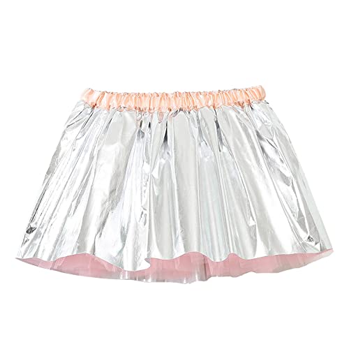 Baby Girls Layered Tulle Inner Tutu Skirt Toddler Girls Rainbow Tutu Skirts Princess Skirt Party (Silver, 3-4 Years)