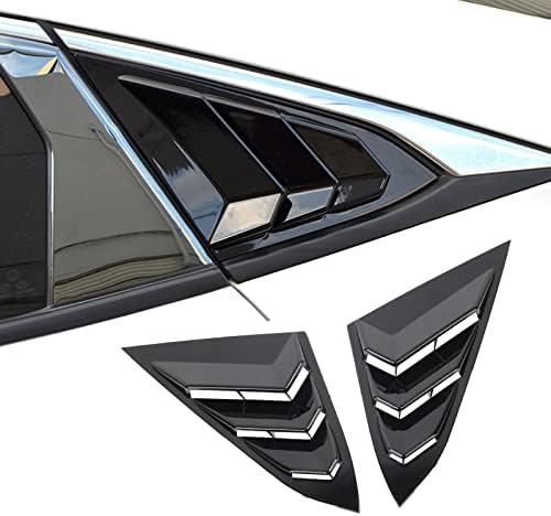 LONGKEES Window Louvers Air Scoop Shades Cover for 2016-2021 Civic (Gloss Black)