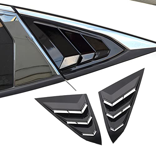 Longkees Window Louvers Air Scoop Shades Cover For 2016-2021 Civic (Gloss Black) #TOP22