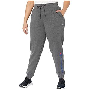 Champion-Womens-Powerblend-Joggers Champion womens Plus Powerblend Jogger, Script Logo Sweatpants, Granite Heather-y07459, 3X US