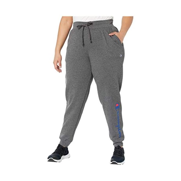 Champion womens Plus Powerblend Jogger, Script Logo Sweatpants, Granite Heather-y07459, 3X US