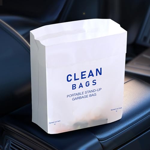 Image of 60 Pack Leakproof Disposable Car Garbage Bags, Stand Stick Dual-Use Car Trash Bags Disposable, Self-adhesive Large Capacity Garbage Bag for Car,Travel,Kitchen (60)