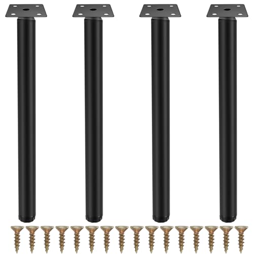 Fulushouxi 4 Pièces Pieds de Meuble, 30 cm/11,81 Pouces Pieds de Meubles Réglables, Pieds de Support en Fixation en Métal pour Meubles/Table/Chaise/Bureau/Cuisine/Armoire/Canapé