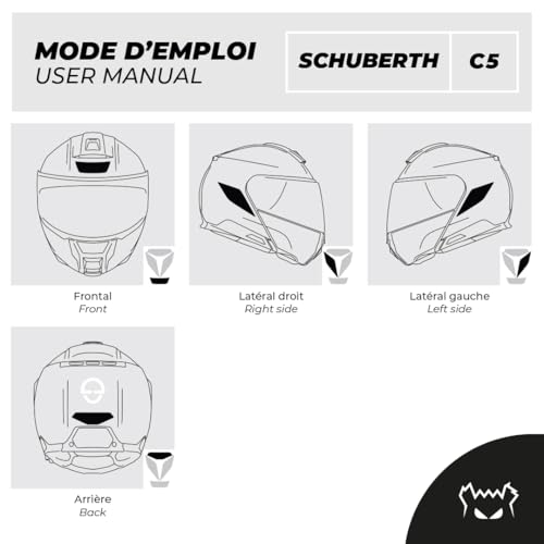 Fear The Yellow Bear© Easy Replica Schubert C5™, Kit 4 Stickers réfléchissants REPOSITIONNABLES, pour Casque Moto, 3M™ Technology (Blanc, Schubert C5) – vue 6