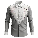 Pratique pour jouer au ballon Chemise Homme pour la Saint Valentin Chemise Élégante avec Motif de Cœurs 3D Veste d\'Halloween Veste de Carnaval Sport Pull en V T-shirt Manches Longues pour la Saint-Valentin, gris, XL