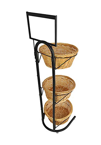 FixtureDisplays® 3 Tiers Wicker Market Basket Fruit Vegetable Bakery Goods Display Stand Pantry Kitchen Organizer 31042 - Thumbnail 4