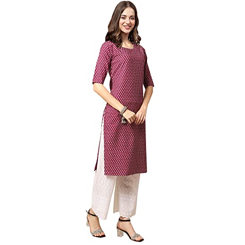 Image of Pinkmint Women's Crepe Grey Color Floral Printed Straight Kurti[NB-530357]