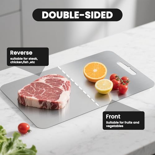2026 Upgraded Titanium Cutting Board for Kitchen, Extra Thick 100% Pure Titanium Chopping Board, Double-Sided Food-Grade Board with Scratch-Resistant Surface & Smooth Rounded Edges(14×10IN) - image 3
