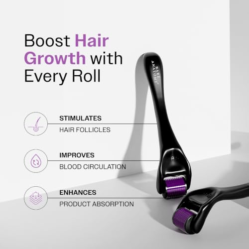 Image of Bare Anatomy Derma Roller for Hair Growth | 0.5 mm with 540 Titanium Micro Needles | Stimulates Hair Follicles & Improves Scalp Circulation