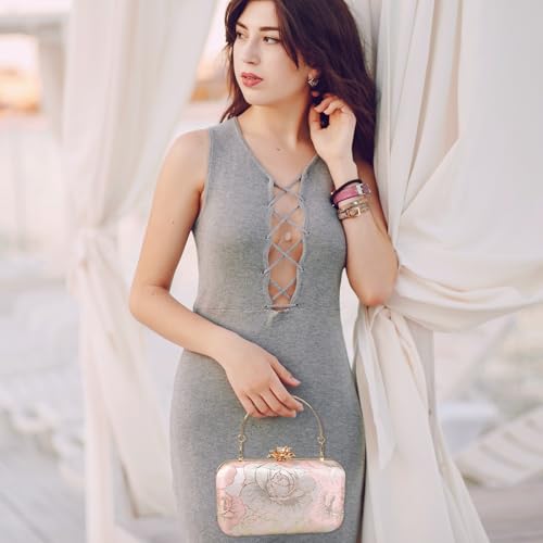 Women's Floral Evening Clutch Bags Small Vintage Clutch Purses for Women Wedding Party Prom with Chain - Image 7