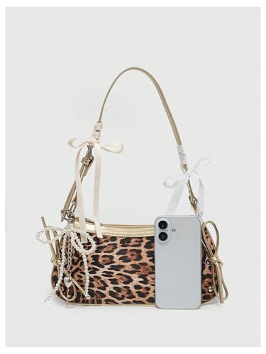 Image of Verdusa Women's Y2K Purse Coquette Bow Tie Vintage Shoulder Bags Lace PU Leather Kawaii Handbag