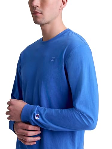 Image of Champion Men's Classic Long Sleeve T-Shirt, Standard Fit, Script & C Logo, Available in Regular and Big & Tall