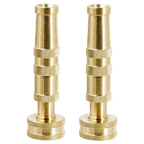 Cbumane Brass Hose Nozzle, Heavy-Duty Brass Adjustable Twist Hose Nozzle, 2 Pack (4')