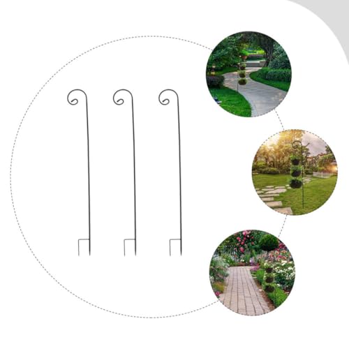 Gancho de tierra de hierro YARNOW negro para luces y macetas en jardín, pack de 3 piezas 8