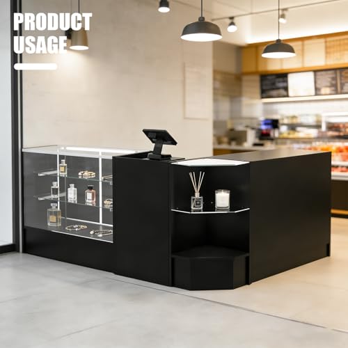 HUZJIEHUI L-shape Reatil Display Case With Cash Register Stand