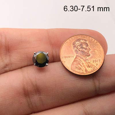 1 1/2 Cts Of 6.30-7.51 Mm Egl Usa Certified Aa Round Black Diamond Mens Stud Earring In 14K White Gold - Valentine's Day Sale #TOP4