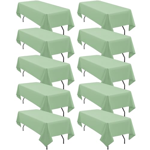 fani 10 Packs Sage Green Tablecloth - 60 x 126 Inch for 8Ft Tables