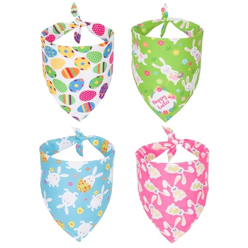 50% Off 4-Pack Easter Dog Bandanas with Rabbit Pattern