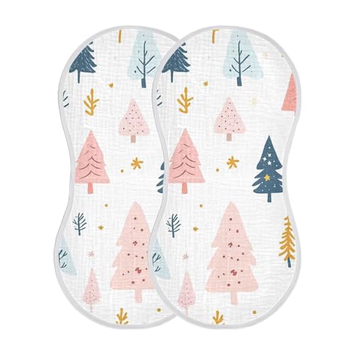 Baby Burp Cloths, Soft Absorbent Burping Cloths for Babies, Cotton Milk Spit Up Rags, Large Size for Newborns, Baby Boys and Girls (Colorful Christmas Trees)2