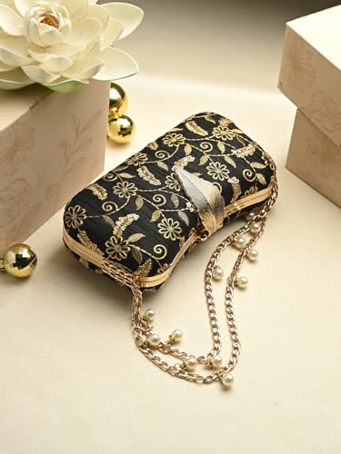 Image of TOOBA Handicraft Clutch Purse For Women with Sleek Design Embroidered Clutch| Trendy Stylish Bridal, Party, Wedding Sling Bag