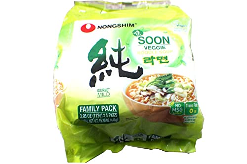 Nongshim Soon Veggie Noodle Soup, 3.95 Oz (112G) X4 Pkgs #TOP1