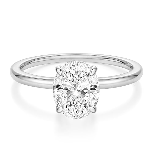 Image of EAMTI 3CT 925 Sterling Silver Engagement Rings Oval Cut Solitaire Cubic Zirconia CZ Wedding Promise Rings for Her Wedding Bands for Women Size 3-11