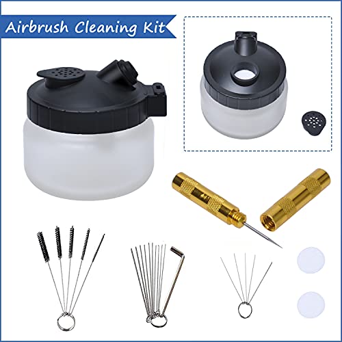 Airbrush Cleaning Kit Spray Wash Cleaning Pot Stabilizer Jar Bottles Holder With Cleaning Tools Needle Nozzle Brush #TOP3