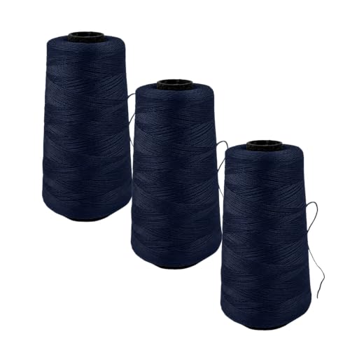Aakriti Viscose Rayon Art Silk Thread Yarn - Embroidery Crochet Knitting Lace Trim Jewellery for Embroidery, Jewellery Making & Bag Making Thread (Dark Navy Blue, 3 PCS)