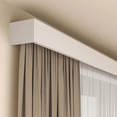 Riel doble para cortina resistente: cenefa blanca de 4m y diseño tres en uno de alta calidad