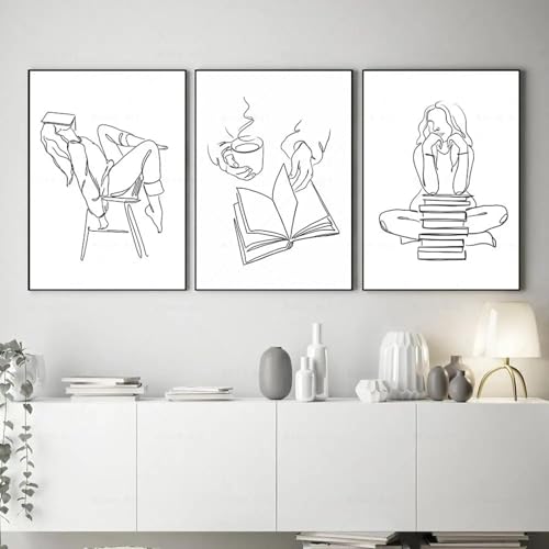 Affiches livre floral line art pour embellir une petite pièce sans encombrer l'espace