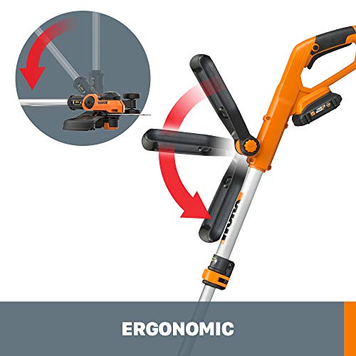 Worx WG162 20V 12” Cordless String Trimmer/Edger, Battery and Charger Included,Black and Orange
