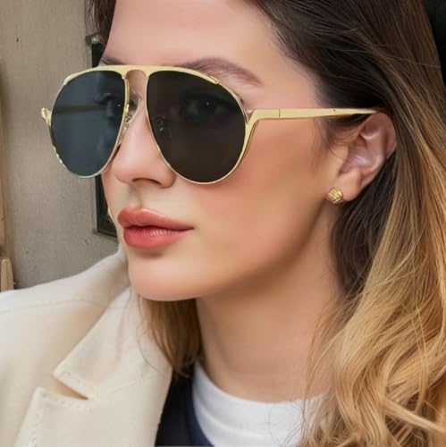 willochra Retro Gold Pilot Sunglasses for Women Men 2025 Metal Unique Oversized 70s Gradient Black Sun Glasses UV4004