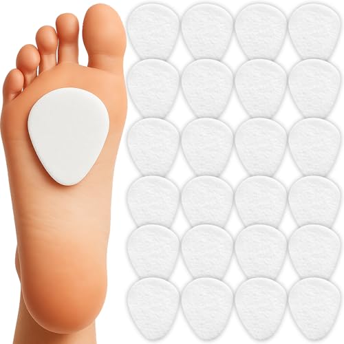 Metatarsal Pads for Women & Men (24 Pack) Ball of Foot Cushions for Pain Relief, Felt Metatarsal Foot Pads for All Shoe Type, Mortons Neuroma, One Size Fits All, High Heel Insert Cushions (1/4” Thick)