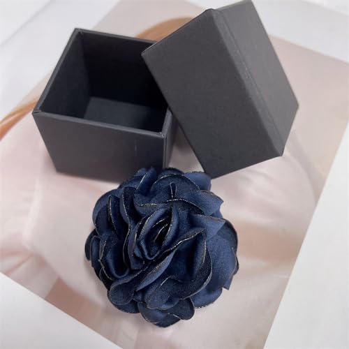 Image of Dainty Silk Rose Flower Brooch Lapel Pins for Women Men Handmade Fabric Flower Brooches Pin Classic for Wedding Party Dance Banquet Dress Suit Clothes Accessories Jewelry Gifts 60mm