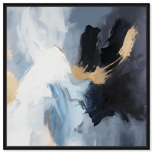 Art Remedy Gray Abstract Canvas, 16" x 16", Black Frame,