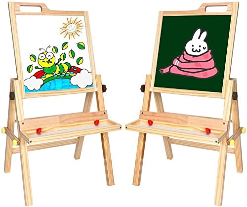 Ark miido Caballete de Madera para niños Pizarra de Doble Cara Ajustable en Altura Regalos para niños niñas, 3,4, 5,6 años en adelante Cover