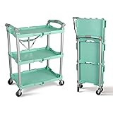 Olympia Tools 89-349 Pack-N-Roll Folding Collapsible Service Cart, 150LB Capacity, Teal