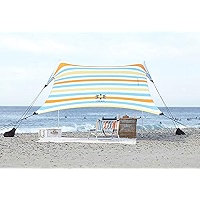 Tente Abri Pare-Soleil Portable Anti-UV pour 3 Personnes,Tente de Plage Parasol de Plage Auvent