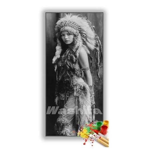 �������G �C���f�B�A�� ���� �����h��G �L�b�g DIY ��l ���S�Ҍ��� �f�W�^�����G ��h�� �����L�b�g�ɂ��G�� Paint By Numbers �A�N�����y�C���g ���ʉ� �����Ńy�C���g �z�[�� �I�t�B�X���� �M�t�g 20x40 cm, �t���[����