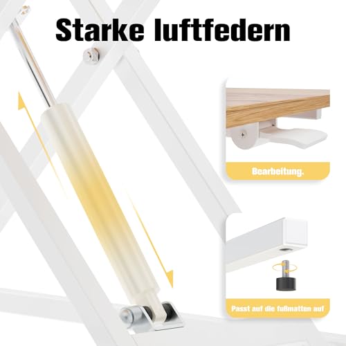 ERGOMAKER Steh-Sitz Schreibtischaufsatz Höhenverstellbar, Stehpult Aufsatz Schreibtisch 55 X 40CM Desktop Erhöhung mit Tastaturablage Helles Rustikalbraun