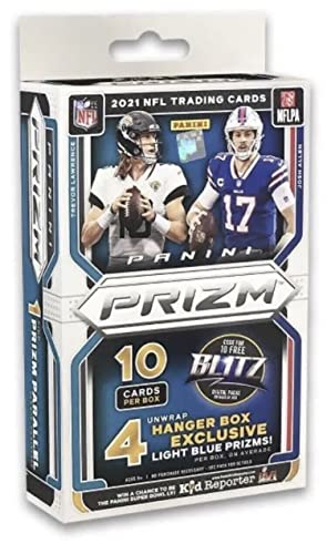 2021 Panini Prizm Football Trading Cards Hanger Box (Light Blue Prizms)