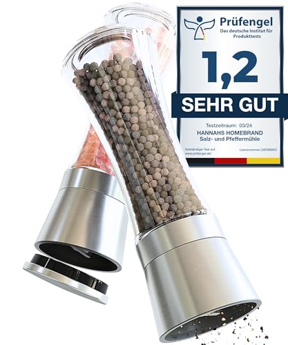 Hannah's Homebrand - Salz und Pfeffermühle groß mit Keramikmahlwerk - robuste Salzmühle für...