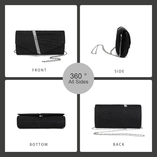 Gladdon Clutch Damen, Glitzer Abendtasche,Glänzende Elegante Envelope Tasche,Strassstein Cross Body Umhängetasche für Hochzeit Party Bankett Feiertage,Geschenk – Bild 6
