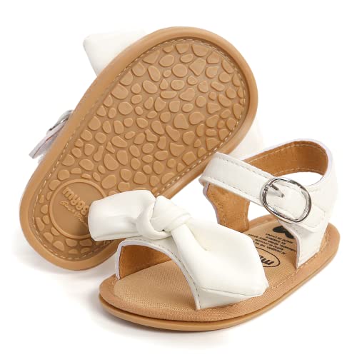 Image of Babelvit Infant Baby Girl Boy Sandals Comfort Premium Summer Outdoor Casual Beach Shoes with Flower Bowknot Anti Slip Rubber Sole Newborn Toddler Prewalker First Walking Shoes